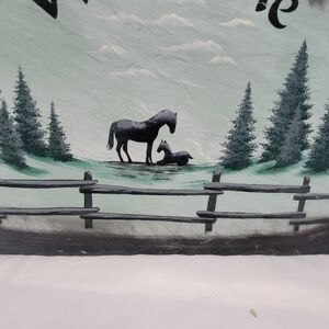 Serene Horse and Foal Wall Art in Black and Green